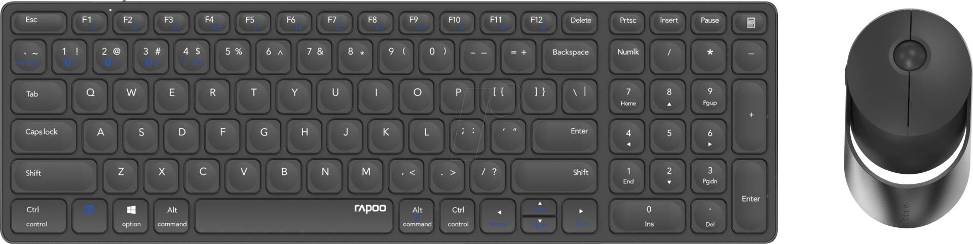 RAPOO 9750M SW - Tastatur-/Maus-Kombination, Bluetooth/Funk, schwarz, DE von Rapoo