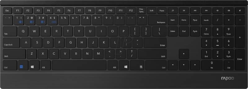 RAPOO E9500M SW - Funk-Tastatur, Bluetooth/Funk, schwarz, DE von Rapoo
