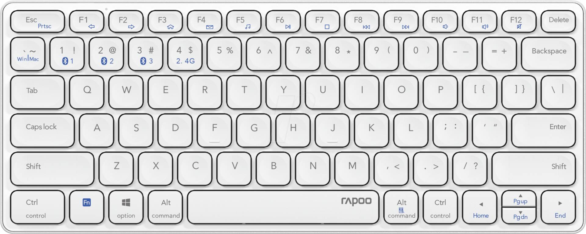 RAPOO E9600M WS - Funk-Tastatur, Bluetooth, weiß, DE von Rapoo