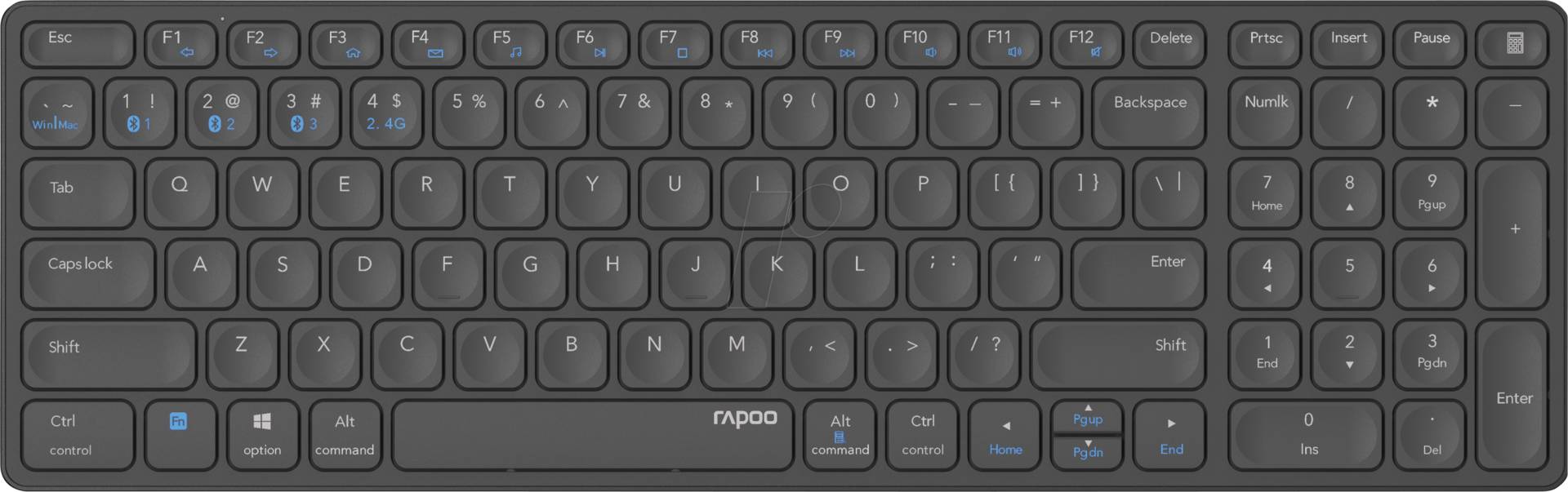 RAPOO E9700M SW - Funk-Tastatur, Bluetooth, DE von Rapoo