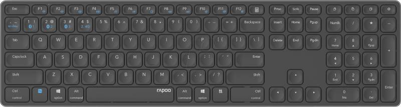 RAPOO E9800M SW - Funk-Tastatur, Bluetooth/Funk, dunkelgrau, DE von Rapoo