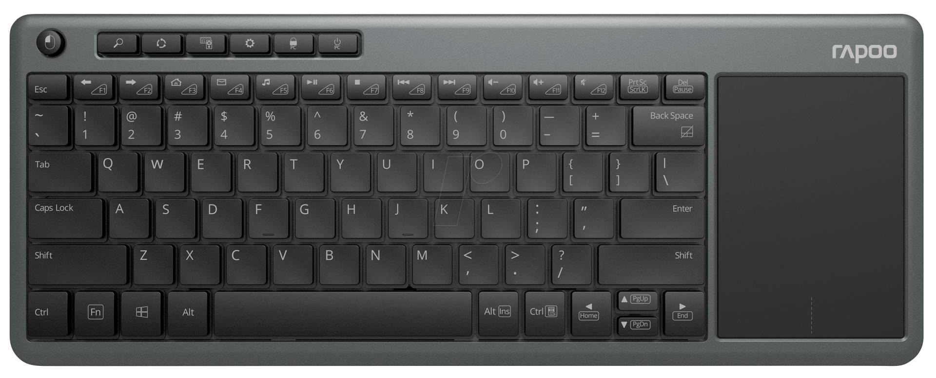 RAPOO K2600 GR - Funk-Tastatur, USB, Touchpad, grau von Rapoo