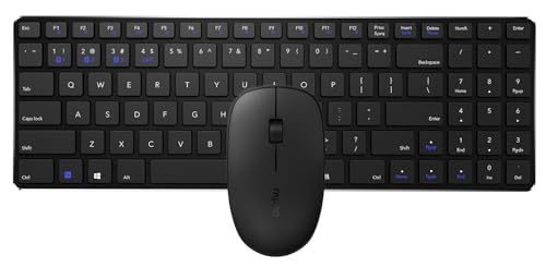 RAPOO | Kabellose Tastatur und Maus 9300M (QWERTY-Tastatur und ergonomische Bluetooth-Maus, Laufzeit bis zu 12 Monate, ultradünne Tastatur, ergonomische Maus, 1300 DPI) Schwarz, (PT Keyboard Layout) von Rapoo