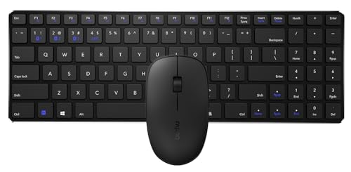 RAPOO | Kabellose Tastatur und Maus 9300M (QWERTY-Tastatur und ergonomische Bluetooth-Maus, Laufzeit bis zu 12 Monate, ultradünne Tastatur, ergonomische Maus, 1300 DPI) Schwarz. von Rapoo