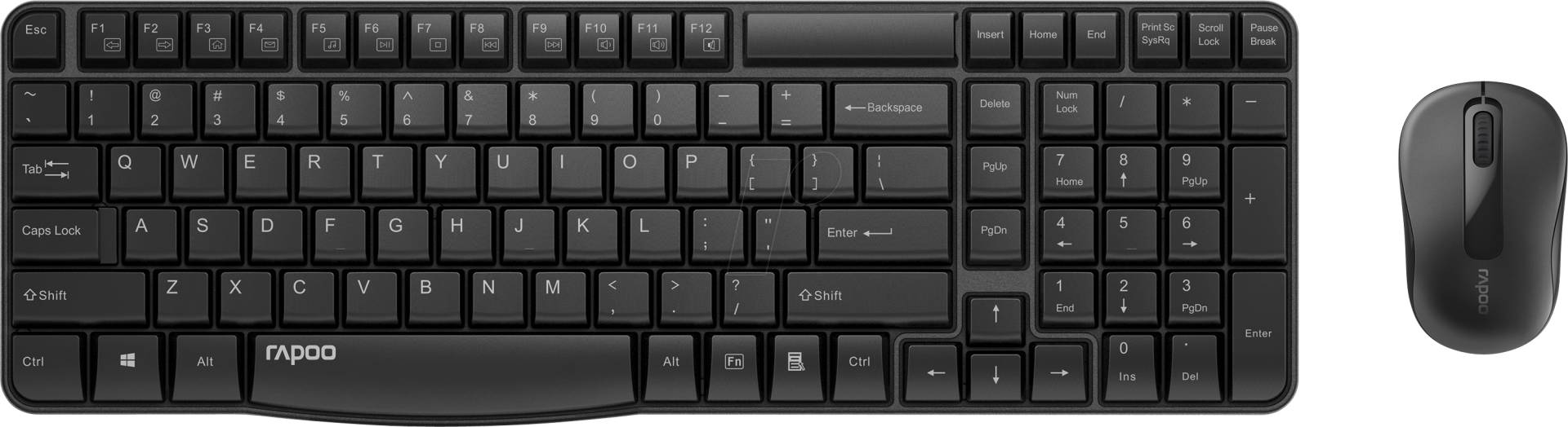 RAPOO X1800S SW - Tastatur-/Maus-Kombination, USB,schwarz, DE von Rapoo