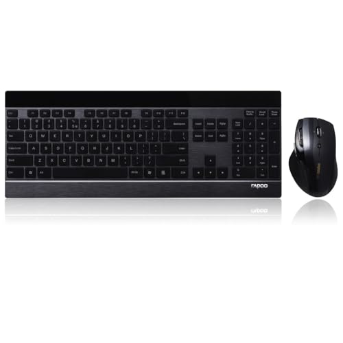 Rapoo 8900P kabelloses Tastatur-Maus Set Wireless Deskset 1600 DPI Laser Sensor 12 Monate Batterielaufzeit ergonomisch für Rechtshänder DE-Layout QWERTZ PC & Mac - schwarz Rapoo 8900P kabelloses Tastatur-Maus Set Wireless Deskset 1600 DPI Laser Sensor 12 Monate Batterielaufzeit ergonomisch für Rechtshänder DE-Layout QWERTZ PC & Mac - schwarz von Rapoo