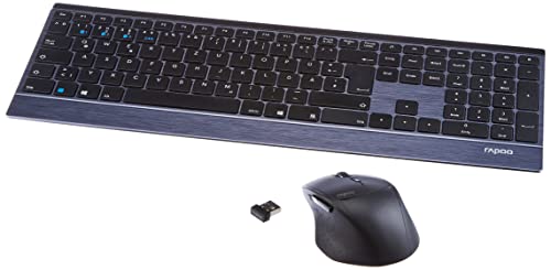 Rapoo 9500M kabelloses Tastatur-Maus Set Wireless Deskset 1600 DPI Sensor 12 Monate Batterielaufzeit flaches Aluminium Design DE-Layout QWERTZ PC & Mac - schwarz von Rapoo