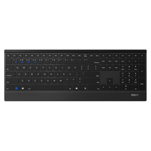 Rapoo 9500M kabelloses Tastatur-Maus Set Wireless Deskset 1600 DPI Sensor 12 Monate Batterielaufzeit flaches Aluminium Design DE-Layout QWERTZ PC & Mac - schwarz von Rapoo