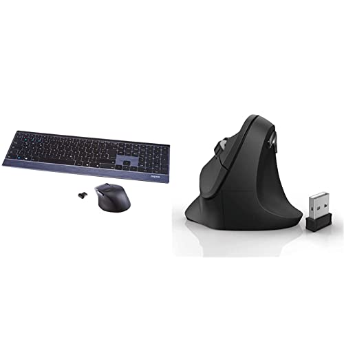 Rapoo 9500M kabelloses Tastatur-Maus Set Wireless Deskset 1600 DPI Sensor - schwarz & Hama kabellose Maus ergonomisch schwarz,USB-Typ-A-Stecker,AA-Mignon Batterie von Rapoo