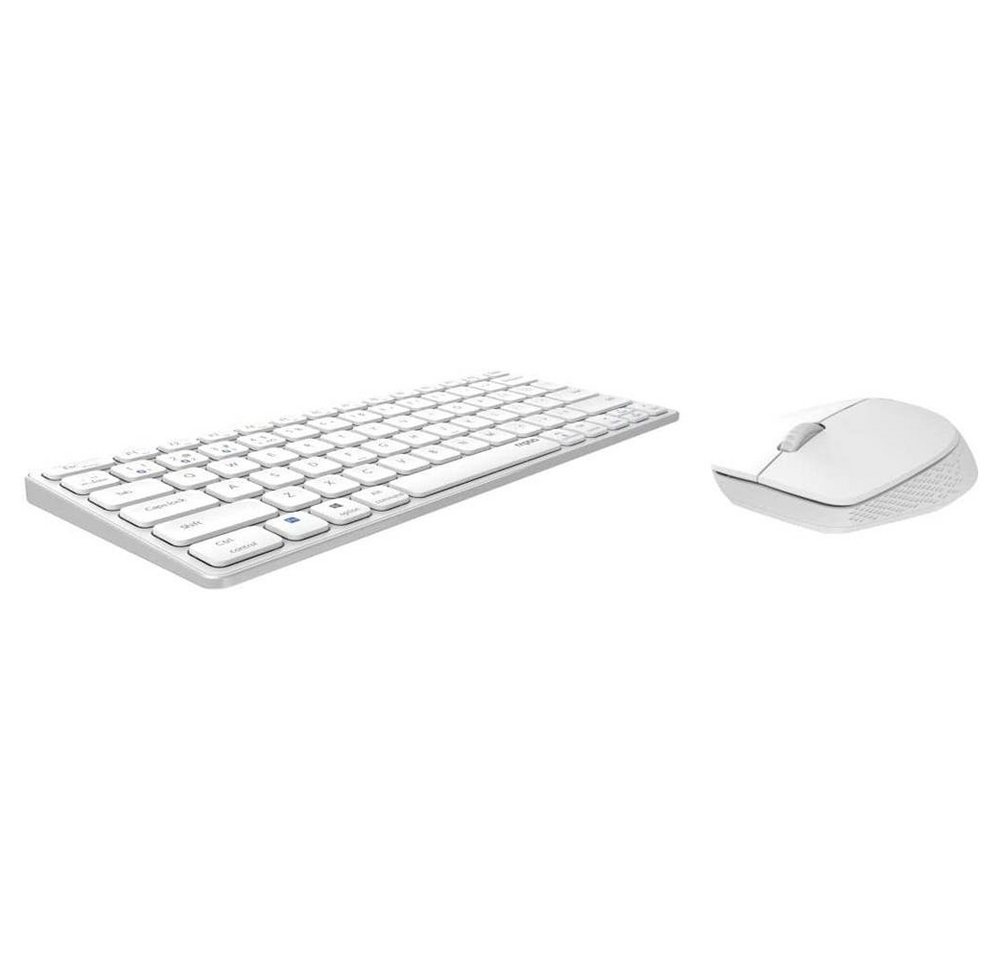 Rapoo 9600M Tastatur- und Maus-Set, Kabellos Deutsches-Layout QWERTZ Weiß flaches Aluminium Design von Rapoo