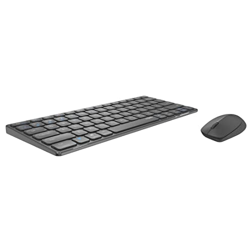 Rapoo 9600M kabelloses Tastatur-Maus Set Wireless Deskset 1300 DPI Sensor wiederaufladbarer Akku flaches Aluminium Design DE-Layout QWERTZ PC & Mac - dark grey von Rapoo