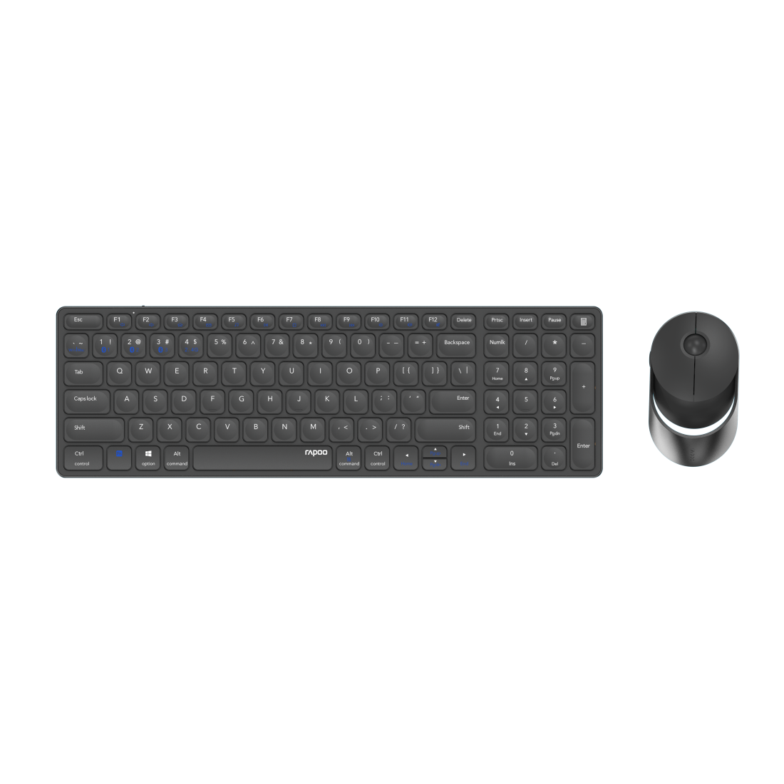 Rapoo 9750M Tastatur Maus enthalten RF Wireless + Bluetooth QWERTZ Deutsch Grau (00215379) von Rapoo