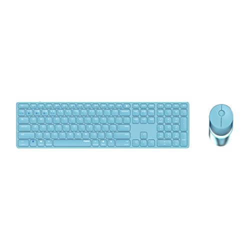 Rapoo 9850M kabelloses Tastatur-Maus Set Wireless Deskset 1600 DPI Sensor wiederaufladbarer Akku flaches Aluminium Design DE-Layout QWERTZ PC & Mac - blau von Rapoo