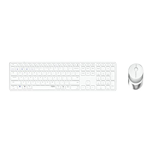 Rapoo 9850M kabelloses Tastatur-Maus Set Wireless Deskset 1600 DPI Sensor wiederaufladbarer Akku flaches Aluminium Design DE-Layout QWERTZ PC & Mac - weiß von Rapoo