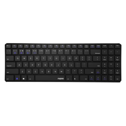 Rapoo E9100M kabellose Tastatur wireless Keyboard flaches Aluminium Design 12 Monate Batterielaufzeit DE-Layout QWERTZ PC & Mac - schwarz von Rapoo