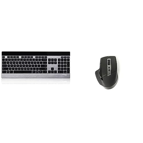 Rapoo E9270P kabellose Tastatur, 5 GHz Wireless via USB, flaches Aluminium Design, Full-Size, Multimedia-Touch Tasten, DE-Layout, schwarz/Silber & MT750S kabellose Maus, schwarz von Rapoo