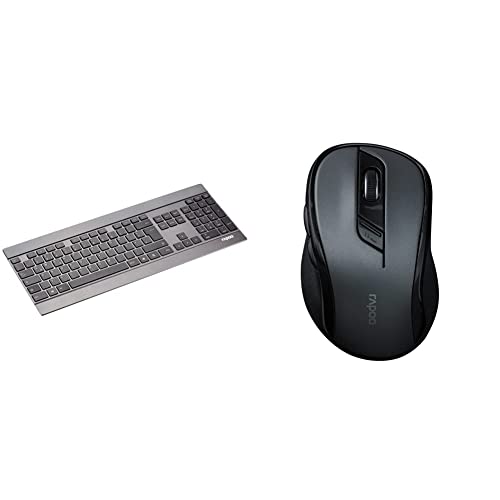 Rapoo E9270P kabellose Tastatur Wireless Keyboard ultraflaches 4 mm Tastaturdesign aus Edelstahl - schwarz & M500 Silent kabellose Maus Wireless Mouse 1600 DPI Sensor - schwarz von Rapoo