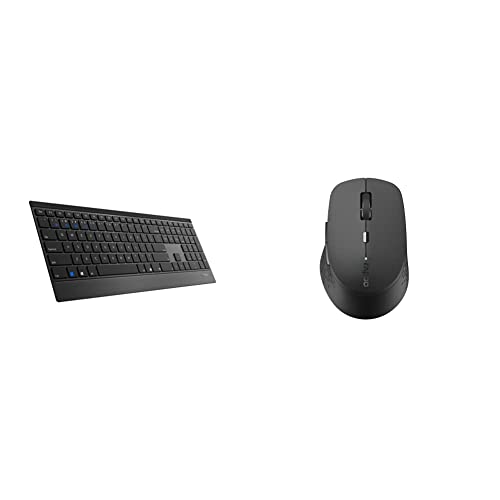 Rapoo E9500M kabellose Tastatur Wireless Keyboard flaches Aluminium Design - schwarz & M300 Silent kabellose Maus Wireless Mouse 1600 DPI Sensor 9 Monate Batterielaufzeit - dunkelgrau von Rapoo