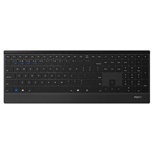 Rapoo E9500M kabellose Tastatur wireless Keyboard flaches Aluminium Design 12 Monate Batterielaufzeit DE-Layout QWERTZ PC & Mac - schwarz von Rapoo