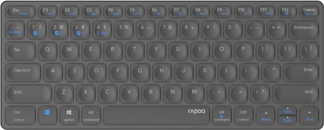 Rapoo E9600M Tastatur RF Wireless + Bluetooth QWERTY Deutsch Grau (00217359) von Rapoo