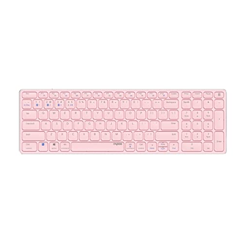 Rapoo E9700M kabellose Tastatur Wireless Keyboard wiederaufladbarer Akku flaches Aluminium Design DE-Layout QWERTZ PC & Mac - pink von Rapoo