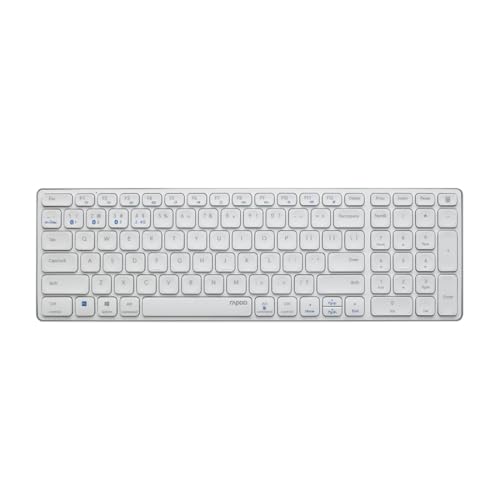 Rapoo E9700M kabellose Tastatur wireless Keyboard flaches Aluminium Design umweltfreundlicher wiederaufladbarer Akku DE-Layout QWERTZ PC & Mac - weiß von Rapoo