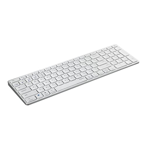 Rapoo E9700M kabellose Tastatur wireless Keyboard flaches Aluminium Design umweltfreundlicher wiederaufladbarer Akku DE-Layout QWERTZ PC & Mac - weiß von Rapoo
