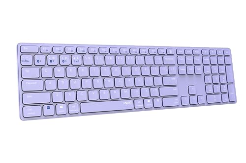 Rapoo | E9800M Multimodale kabellose Tastatur, ultradünne Tastatur, Hotkeys, Akku, kompatibel mit Windows und Mac Violett von Rapoo