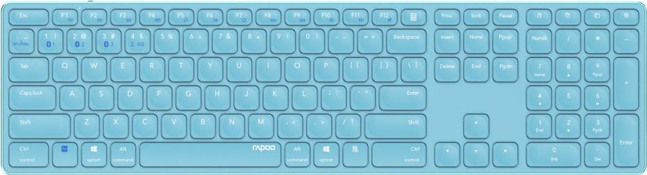 Rapoo E9800M Tastatur RF Wireless + Bluetooth QWERTZ Deutsch Blau (00220286) von Rapoo