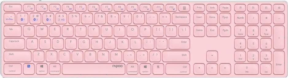 Rapoo E9800M Tastatur RF Wireless + Bluetooth QWERTZ Deutsch Pink (00220284) von Rapoo