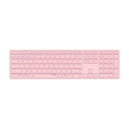 Rapoo E9800M kabellose Tastatur Wireless Keyboard wiederaufladbarer Akku flaches Aluminium Design DE-Layout QWERTZ PC & Mac - pink von Rapoo
