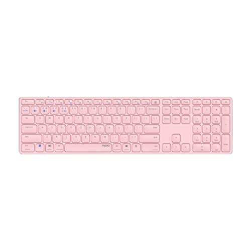 Rapoo E9800M kabellose Tastatur Wireless Keyboard wiederaufladbarer Akku flaches Aluminium Design DE-Layout QWERTZ PC & Mac - pink von Rapoo