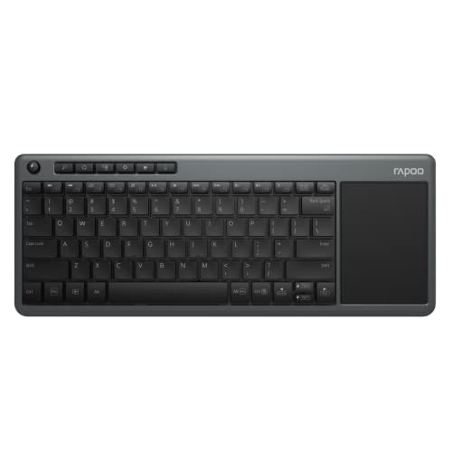 Rapoo K2600 kabellose Multimedia Tastatur wireless Keyboard flaches Design 12 Monate Batterielaufzeit DE-Layout QWERTZ für Smart TV/ Media PC & Mac , Classic, grau von Rapoo