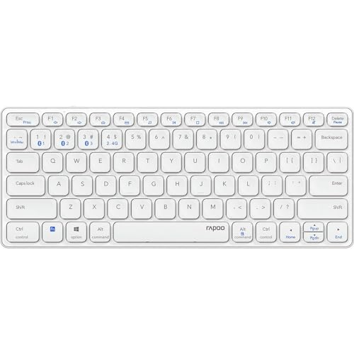 Rapoo Kabellose Multimode-Tastatur mit Bluetooth, wiederaufladbar, 2,4 GHz, Konnektivität für Verschiedene Geräte und schlankes Design, E9600M, Grau von Rapoo