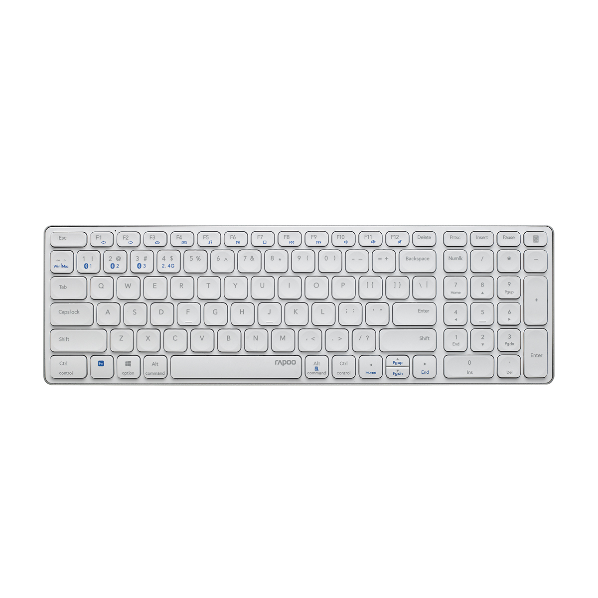 Rapoo Kabellose Multimodus Tastatur "E9700M", DE-Layout, weiß kabellose Multimodus-Verbindung - ultraflaches Design, von Rapoo
