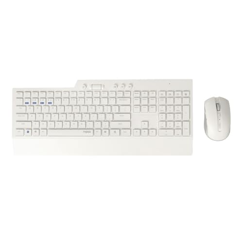 Rapoo | Kabellose Tastatur und Maus mit portugiesischer QWERTZ-Tastatur und Maus mit Bluetooth Multimodetechnologie und 2,4 GHz, optische Maus mit 1600 DPI weiß Rapoo | Kabellose Tastatur und Maus mit portugiesischer QWERTZ-Tastatur und Maus mit Bluetooth Multimodetechnologie und 2,4 GHz, optische Maus mit 1600 DPI weiß von Rapoo