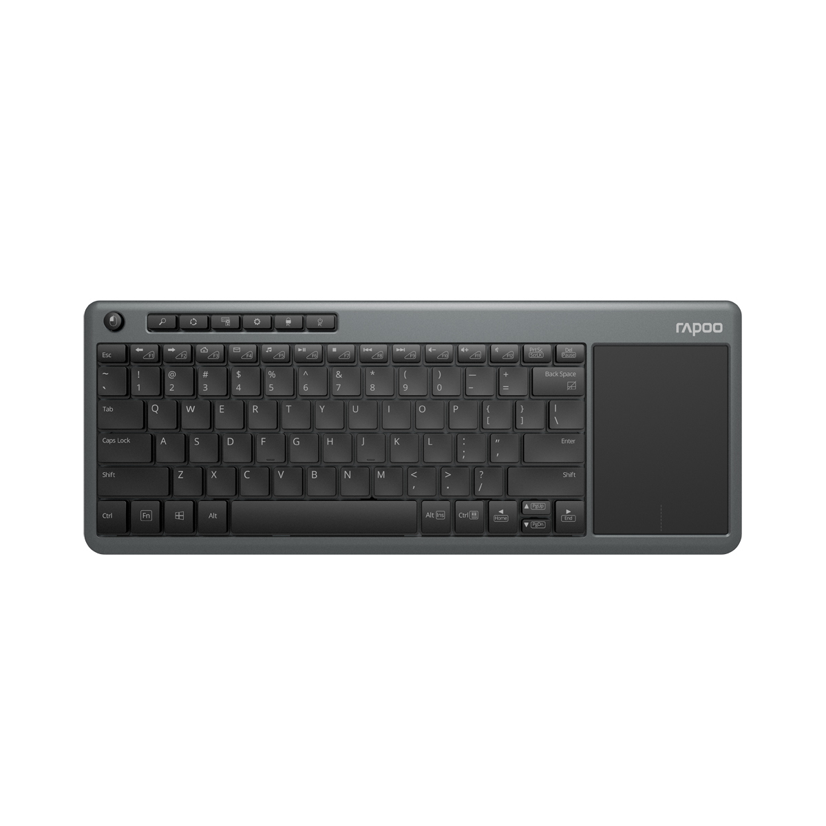Rapoo Kabellose Touch-Tastatur "K2600", Grau kabellose Multimodus-Verbindung - ultraflaches Design - QWERTZ (deutsches)-Layout von Rapoo