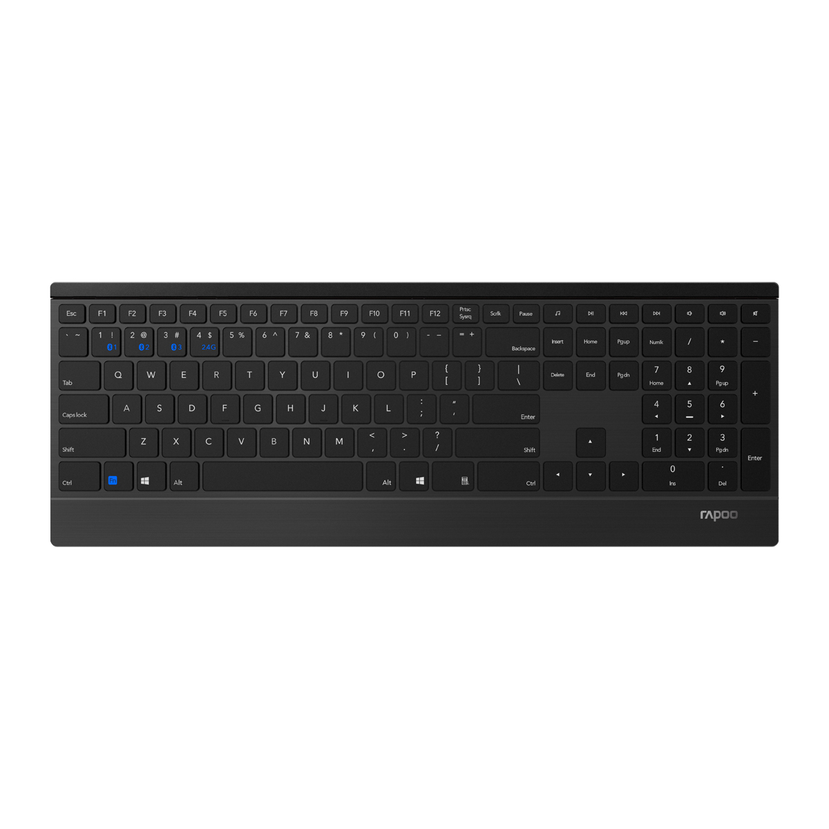 Rapoo Kabellose Ultraflache Multi-Mode-Tastatur "E9500M" schwarz Drahtlose Multimodus-Verbindung, QWERTZ (deutsches)-Layout von Rapoo