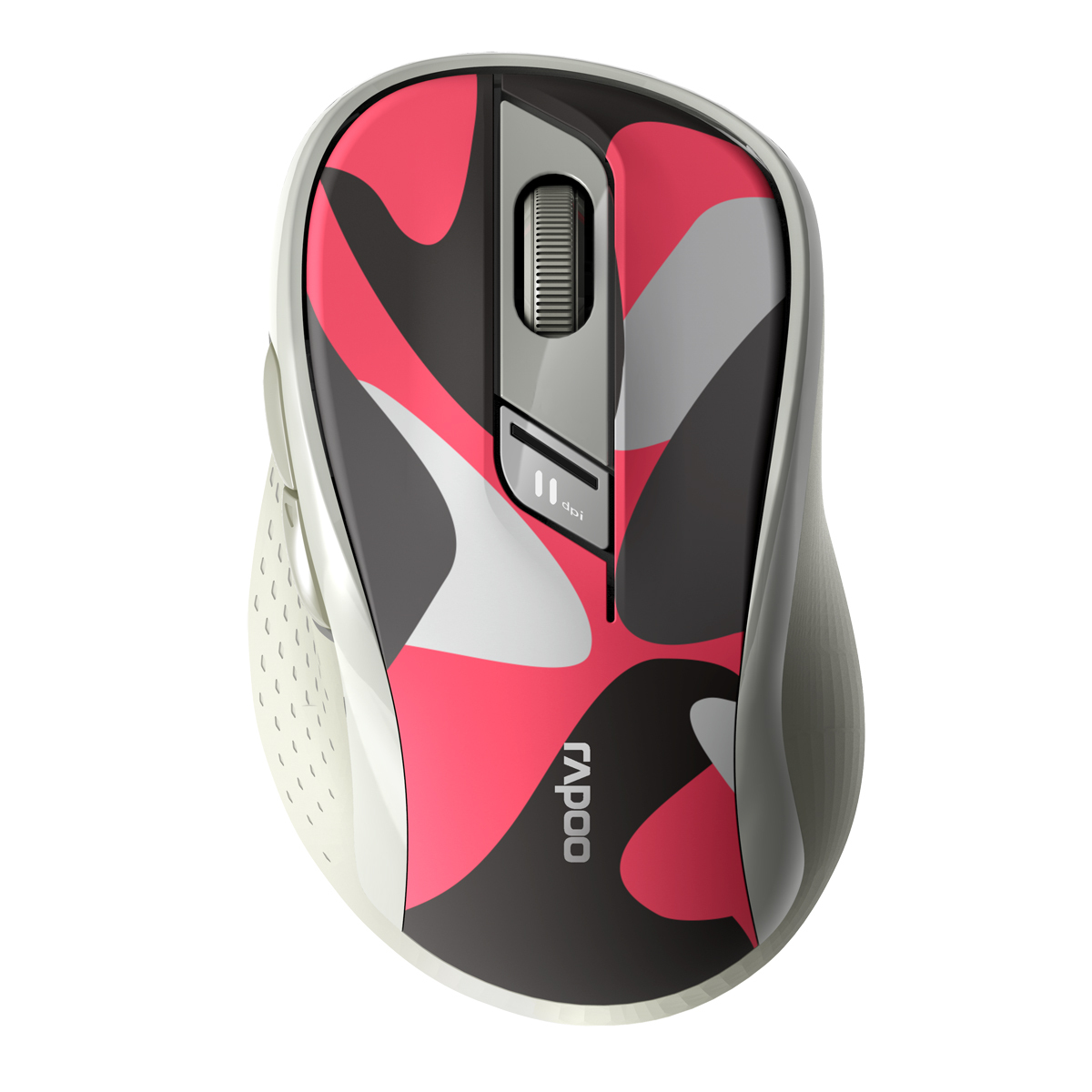 Rapoo Kabellose lautlose Multi-Mode-Maus "M500", Camouflage/Rot Einstellbarer Sensor mit 1.600 DPI von Rapoo