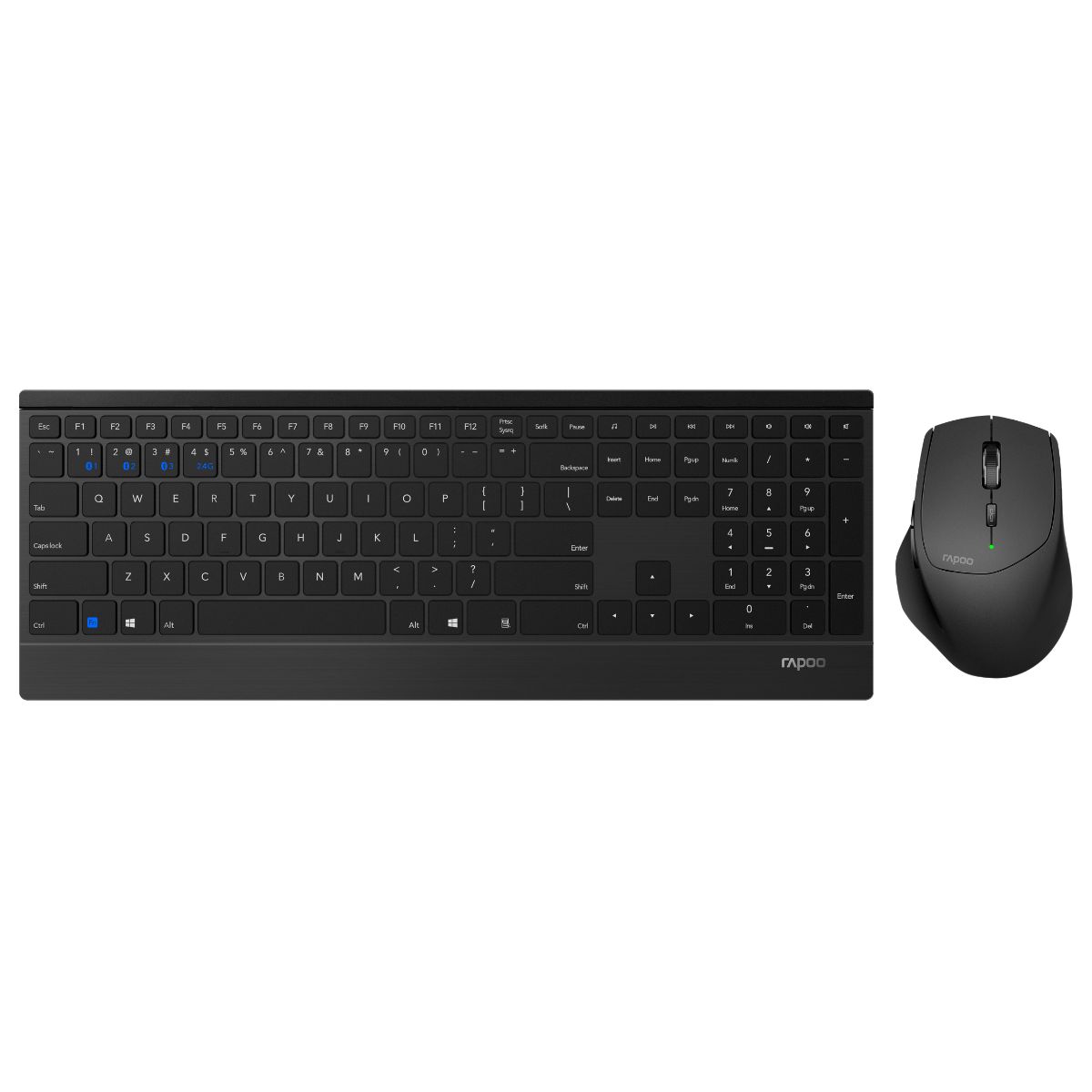 Rapoo Kabelloses Multi-Mode-Deskset "9500M", Black B-Ware Ultraflaches 4,5-mm-Design - kabellose Multimodus-Verbindung - Tastaturlayout: QWERTZ (deuts Rapoo Kabelloses Multi-Mode-Deskset "9500M", Black B-Ware Ultraflaches 4,5-mm-Design - kabellose Multimodus-Verbindung - Tastaturlayout: QWERTZ (deuts von Rapoo