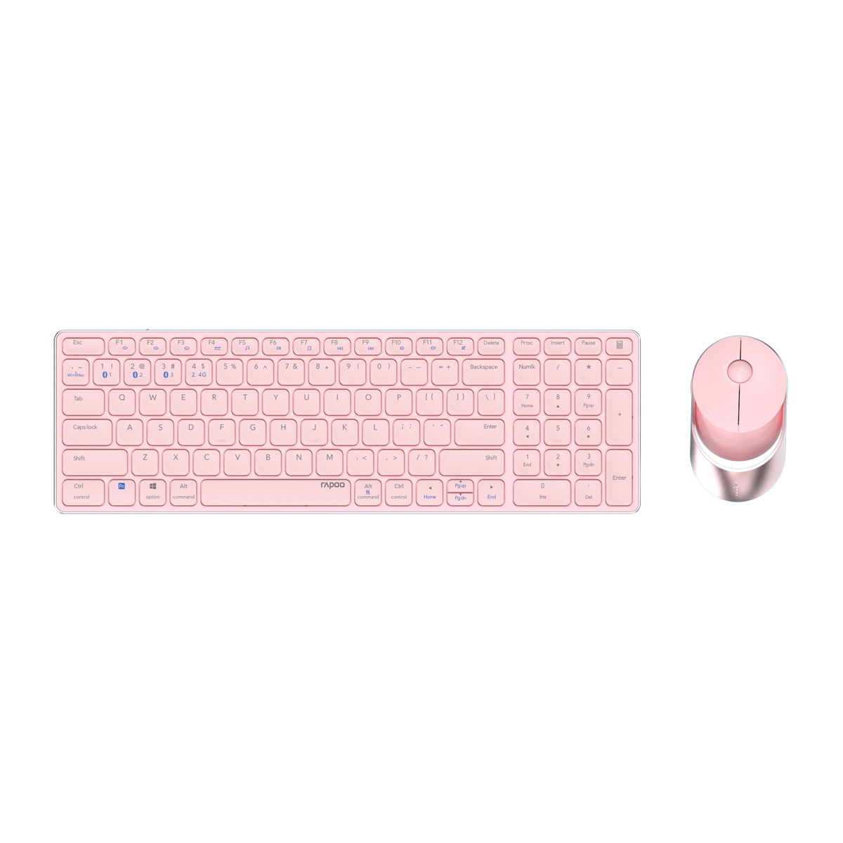 Rapoo Kabelloses Multi-Mode-Deskset "9750M" - pink - QWERTZ (deutsches)-Layout von Rapoo