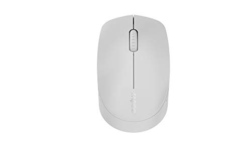 Rapoo M100 Silent kabellose Maus wireless Mouse 1300 DPI Sensor 9 Monate Batterielaufzeit leise Tasten ergonomisch für Links- und Rechtshänder PC & Mac - hellgrau von Rapoo