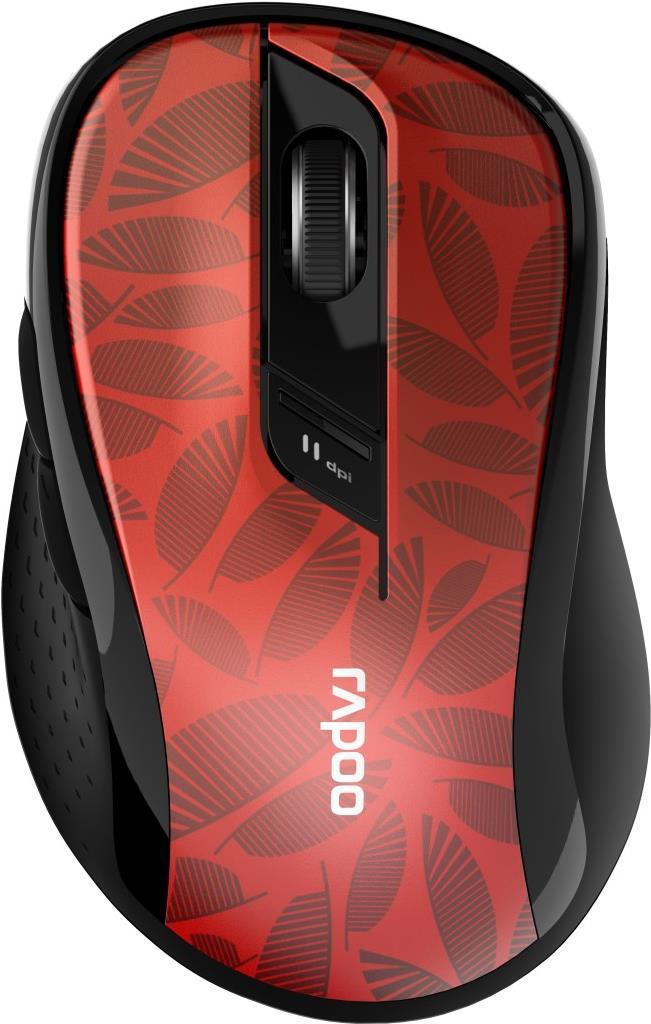 Rapoo M500 - Maus - optisch - 7 Tasten - kabellos - 2,4 GHz, Bluetooth 4,0, Bluetooth 3.0 - kabelloser Empfänger (USB) - Rot (00184543) von Rapoo