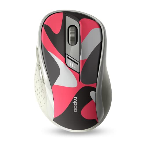Rapoo M500 Silent kabellose Maus wireless Mouse 1600 DPI Sensor 12 Monate Batterielaufzeit leise Tasten ergonomisch für Rechtshänder PC & Mac - camouflage/rot von Rapoo