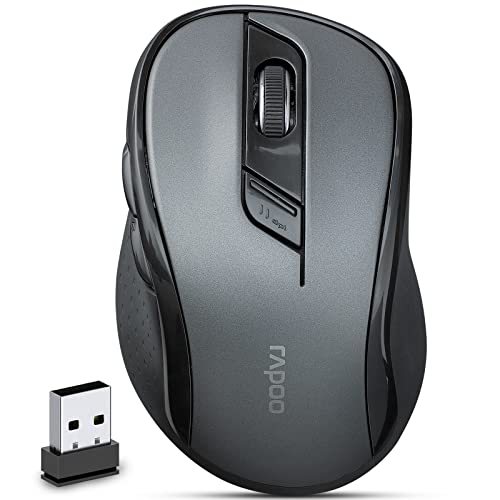 Rapoo M500 Silent kabellose Maus wireless Mouse 1600 DPI Sensor 12 Monate Batterielaufzeit leise Tasten ergonomisch für Rechtshänder PC & Mac - schwarz von Rapoo