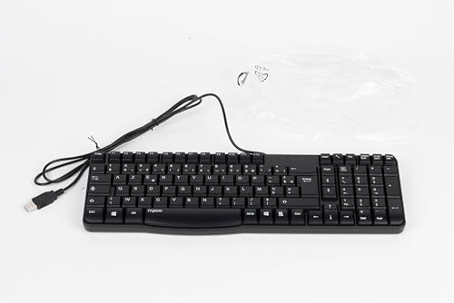 Rapoo Multimedia-Tastatur USB kabelgebunden N2400 (kabelgebunden, AZERTY-Computertastatur, Design, ideal für Unbeholfene) schwarz von Rapoo