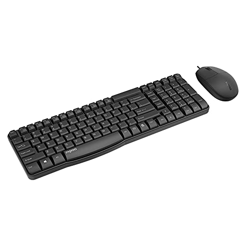 Rapoo NX1820 kabelgebundenes Tastatur-Maus Set Deskset 1600 DPI Sensor einfache Installation ergonomisch für Links- und Rechtshänder DE-Layout QWERTZ PC & Mac - schwarz von Rapoo