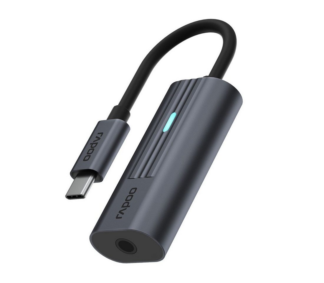 Rapoo UCA-1002 USB-C Adapter, USB-C auf 3,5 mm Audio, Grau USB-Adapter USB-C zu 3,5-mm-Klinke, 15 cm von Rapoo