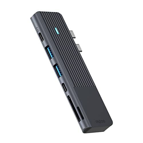 Rapoo UCM-2003 USB-C Multiport Adapter für MacBook, Kompatibel mit USB-C Multifunktionsanschluss, 100W Power Delievery, 4k HDMI, USB-C, 2 USB-A 3.0 Datenports, SD/microSD Speicherkartenleser Rapoo UCM-2003 USB-C Multiport Adapter für MacBook, Kompatibel mit USB-C Multifunktionsanschluss, 100W Power Delievery, 4k HDMI, USB-C, 2 USB-A 3.0 Datenports, SD/microSD Speicherkartenleser von Rapoo