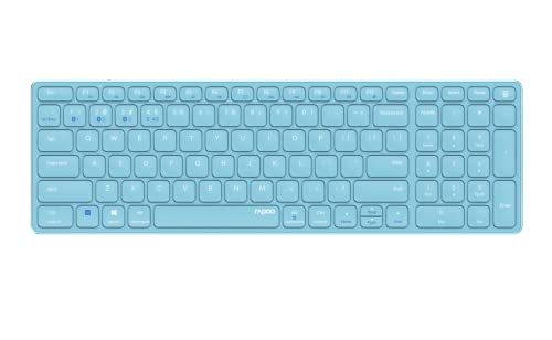 Rapoo Wireless Bluetooth Tastatur (Wireless, für pc, Slim, Windows XP/Vista/7/8/10/11, Mac OS X 10.4, QWERTY, USB A) Blau von Rapoo